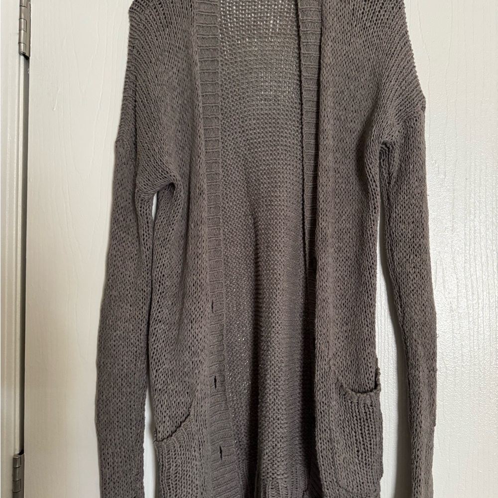 Abercrombie & Fitch Charcoal Gray Open-Front Knit Cardigan